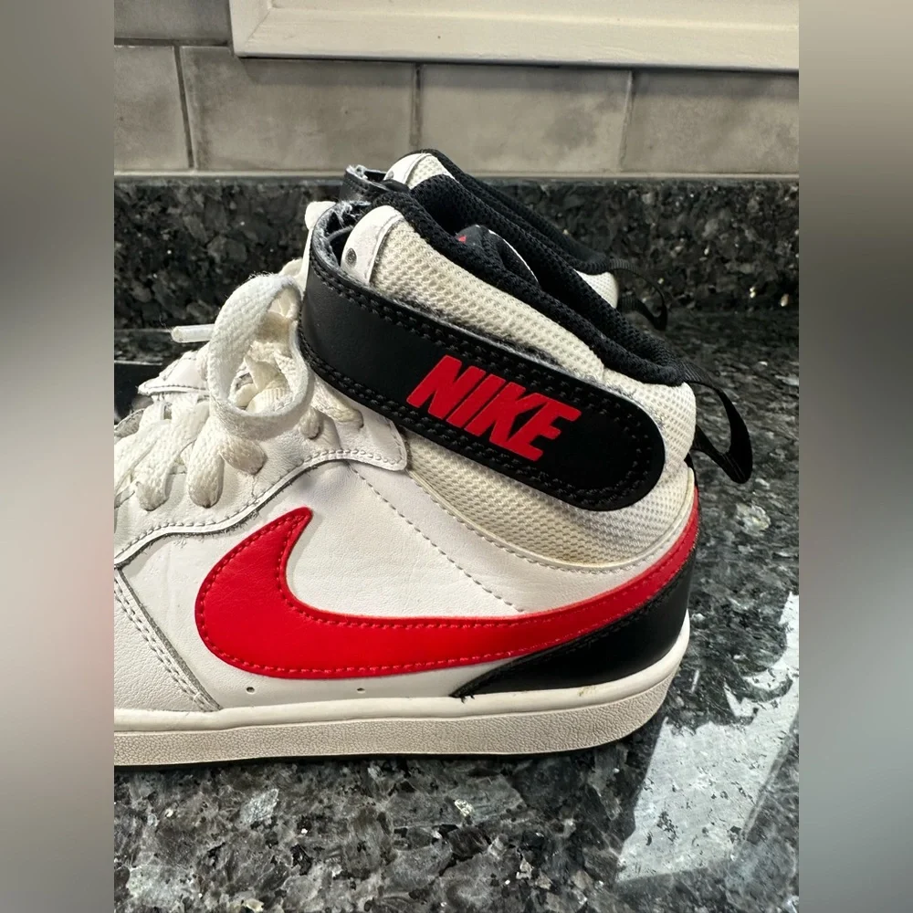 Nike Court Borough Mid 2 GS 'White Black University Red Size Big Lid Size 5